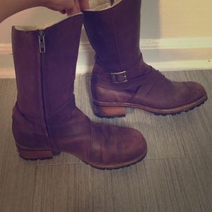 UGG boots- leather zip up boots