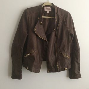 Brown vegan leather jacket