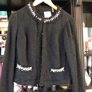 Rebecca Taylor Black Knit Embellished Jacket