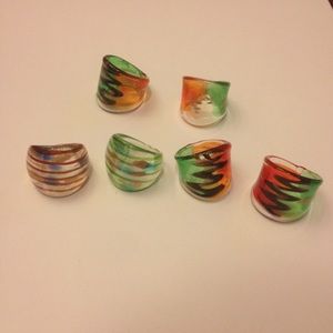 Lot of Blown Glass Rings