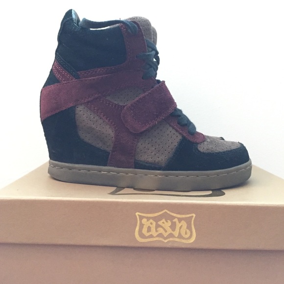 Ash cool suede strapped wedge trainers