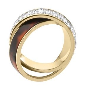 Michael Kors Tortoise & Gold Crystal Double Ring
