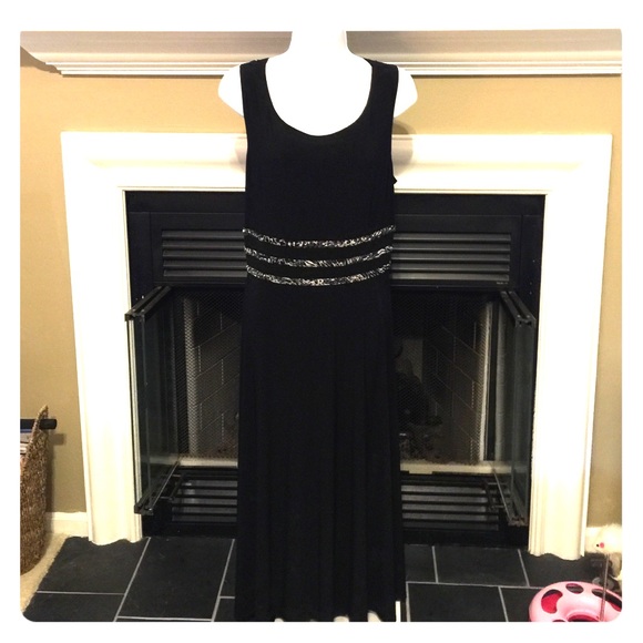 LBD Little black dress with animal print sz 18