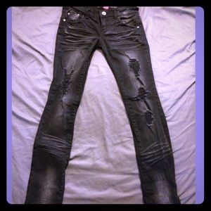 Almost Famous black distressed skinny jeans