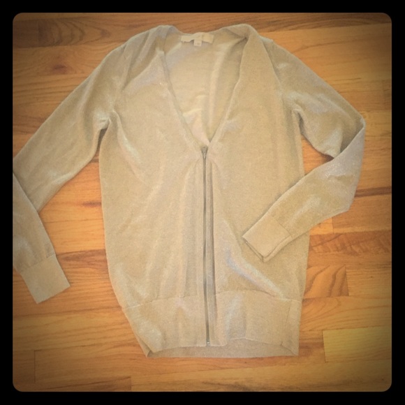 Metallic Silver Zip Up Cardigan