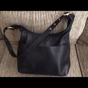 Coach hobo style black leather bag.