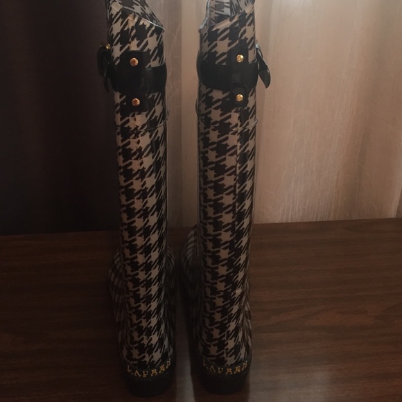 Authentic Ralph Lauren Rain Boots - black/white 8