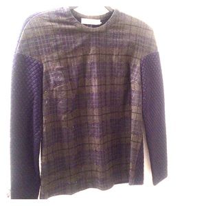 Tory Burch Quilted Plaid Pullover Knit