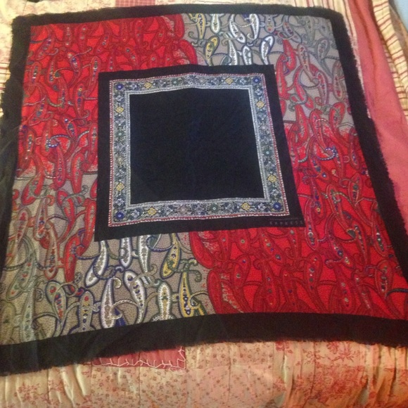 Vintage red & black paisley scarf by Express 34x34
