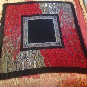 Vintage red & black paisley scarf by Express 34x34
