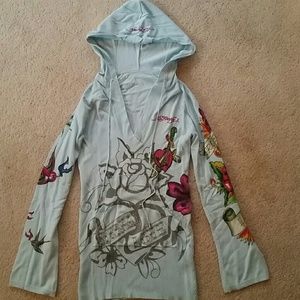 Ed Hardy sweatshirt.