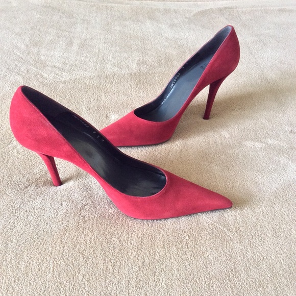 ❌SOLD❌Red Suede Stuart Weitzman Pumps 👠 - Picture 3 of 4