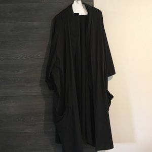 Black cotton knitted robe with knitted belt