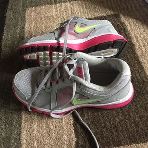 Pink and grey sneakers