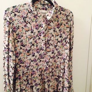 Floral Collared Swing Midi-Dress by Anthropologie