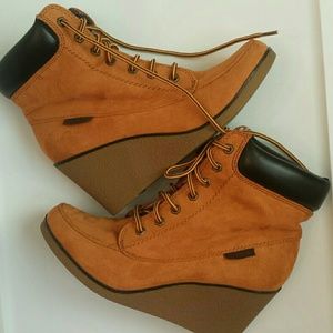 Lace Up Wedge Heels