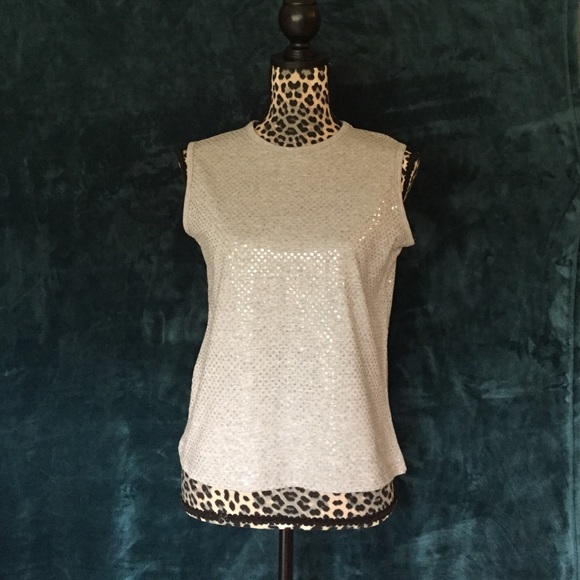 Grey Sequin Sleeveless Tank - Picture 1 of 4