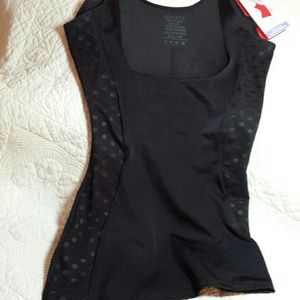 Spanx luxe and lean polka dot open bust tank.