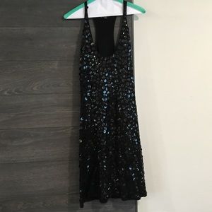 Razor back black dress with sequins