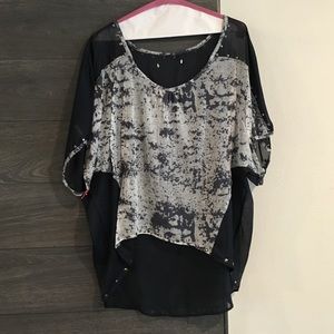 Blue high low blouse