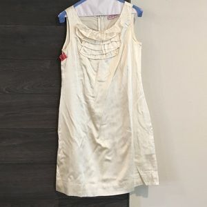 Cream satin dress with Ruffles