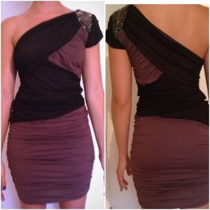 NWT BEBE Shelly Shirred cocktail dress