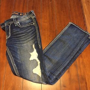 Rock Revival straight leg destroyed jeans sz 31