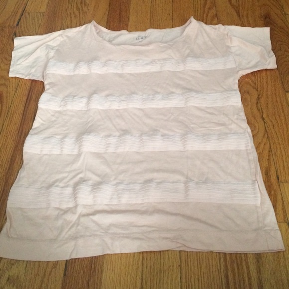Ann Taylor Loft blush ruffle front t shirt
