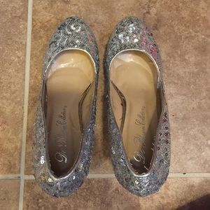 silver sparkly heels
