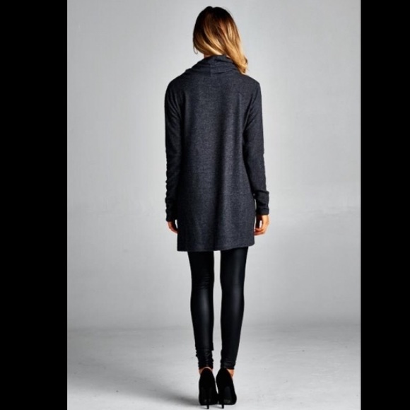 ❣️SALE❣️🇺🇸Charcoal Cowl Neck Top - Picture 3 of 4