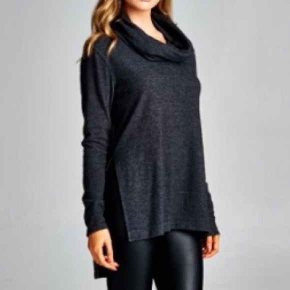 ❣️SALE❣️🇺🇸Charcoal Cowl Neck Top - Picture 4 of 4