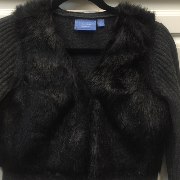 Sweater with "fur" short vest overlay. - Picture 2 of 3