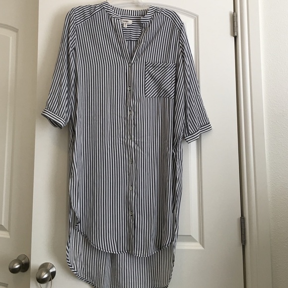 Meraki Tops - Striped High Low Button Up