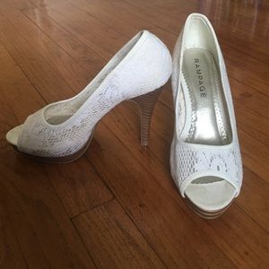 Rampage white lace peep toe pump