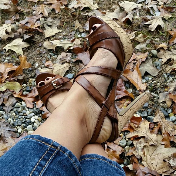 GUESS Leather and Cork styled heels