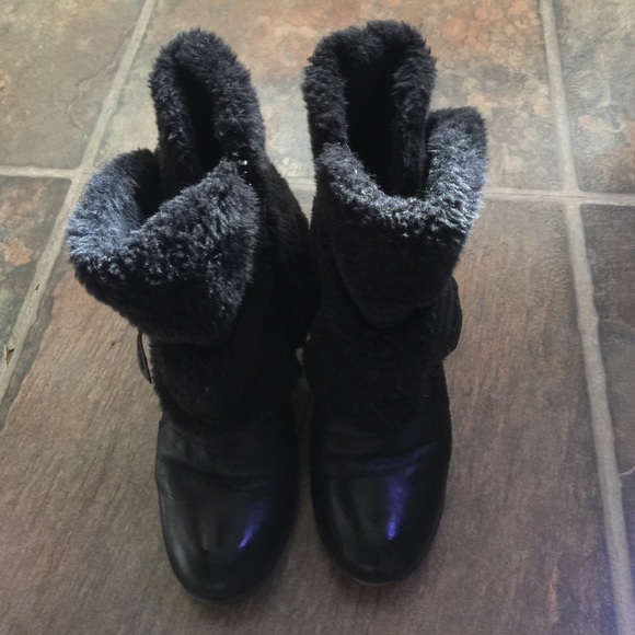 Final! Genuine leather black platform boots size 6 - Picture 2 of 2