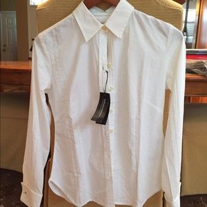 White, bottom down, blouse, French cuffs