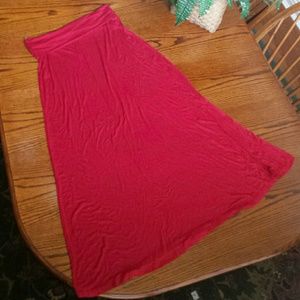 Red Fold-over Maxi Skirt