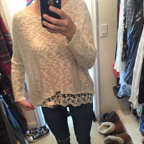 Cream knit with lace