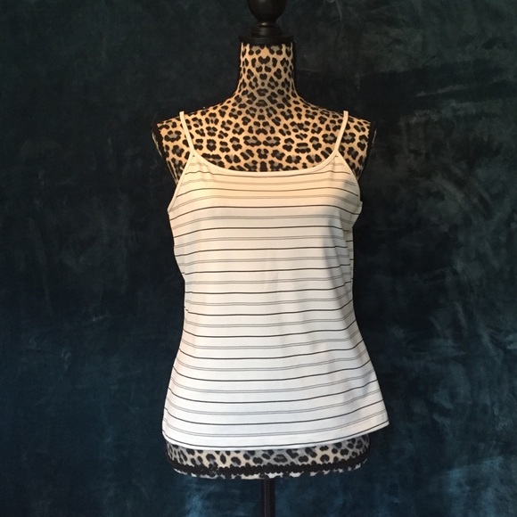 Women's Black and White Striped Tank