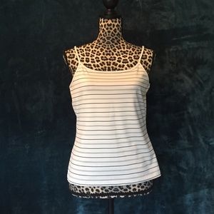 Women's Black and White Striped Tank