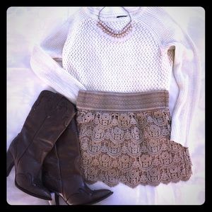 Tan Crochet Skirt