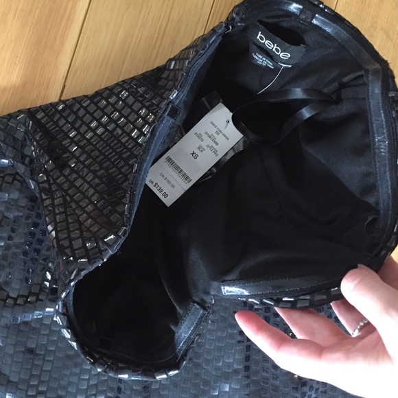 Sexy shiny black strapless dress - Picture 2 of 2