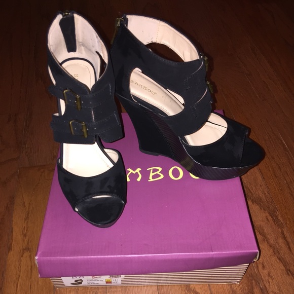 Black Suede Wedges