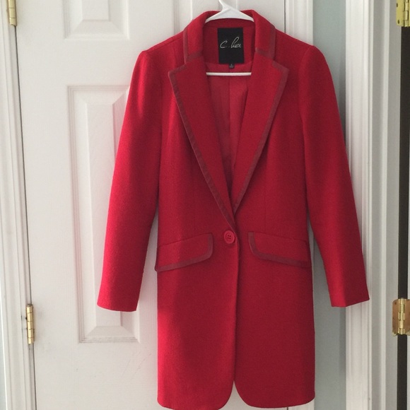 😊SOLD 😊C. Luce Red Longline blazer coat in small - Picture 2 of 4