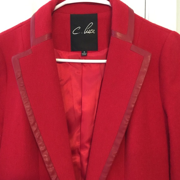 😊SOLD 😊C. Luce Red Longline blazer coat in small - Picture 4 of 4