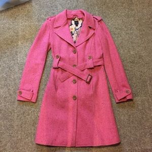 Express hot pink wool trench coat