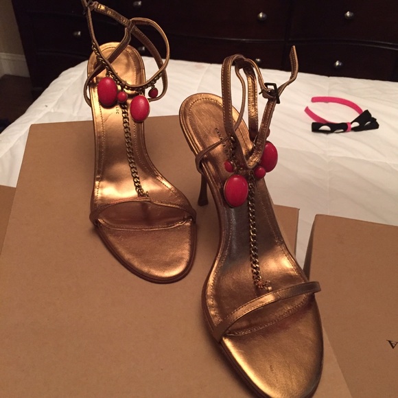 Bronze /copper w accent stones chain sexy Sandals