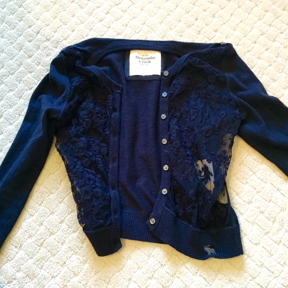 Navy cardigan with floral details - barely worn