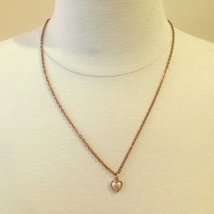 Tiny Vintage Floral Heart Charm Necklace